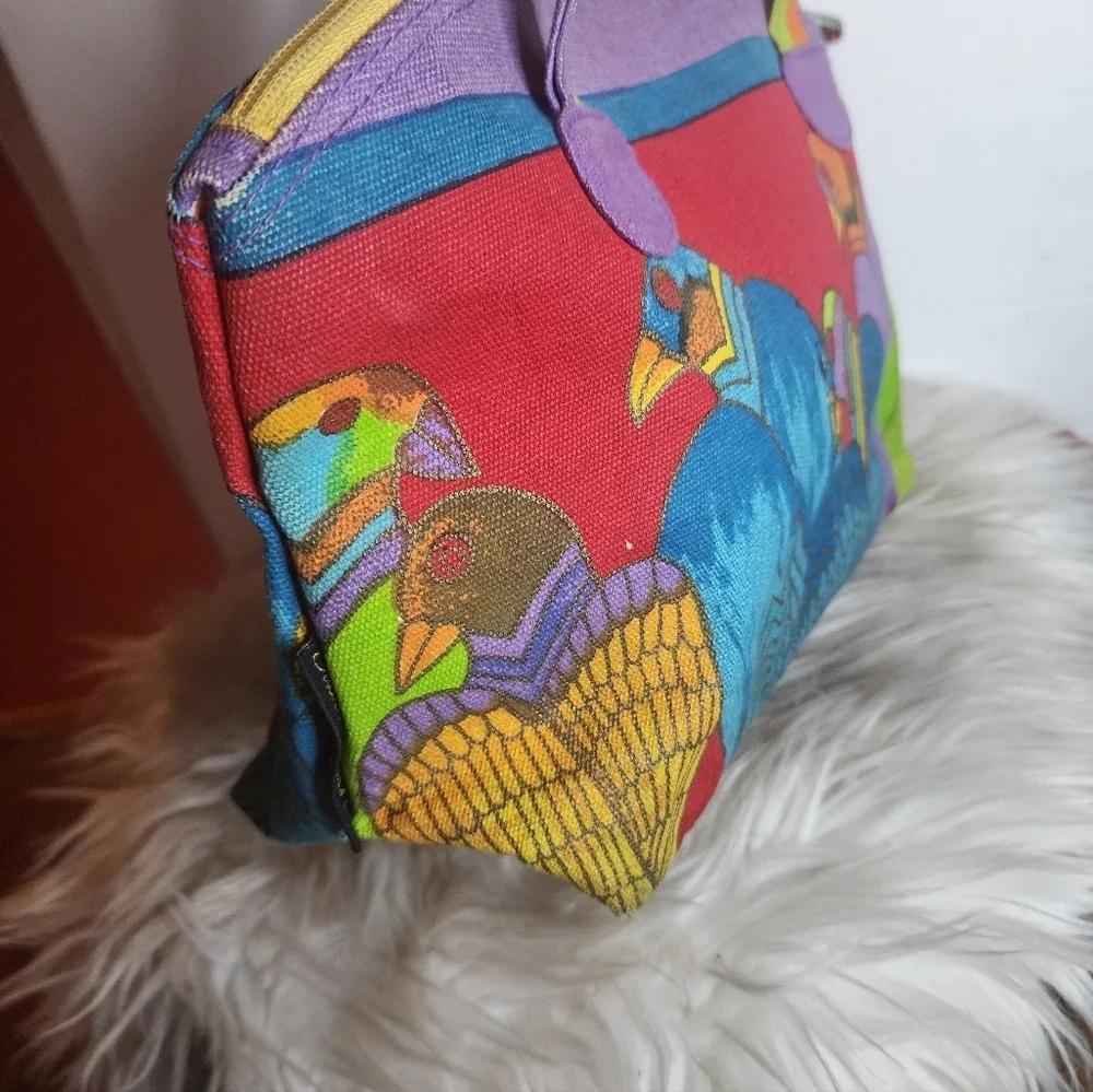 Laurel Burch Colorful  Parrot Print Women's Cosmetic Bag